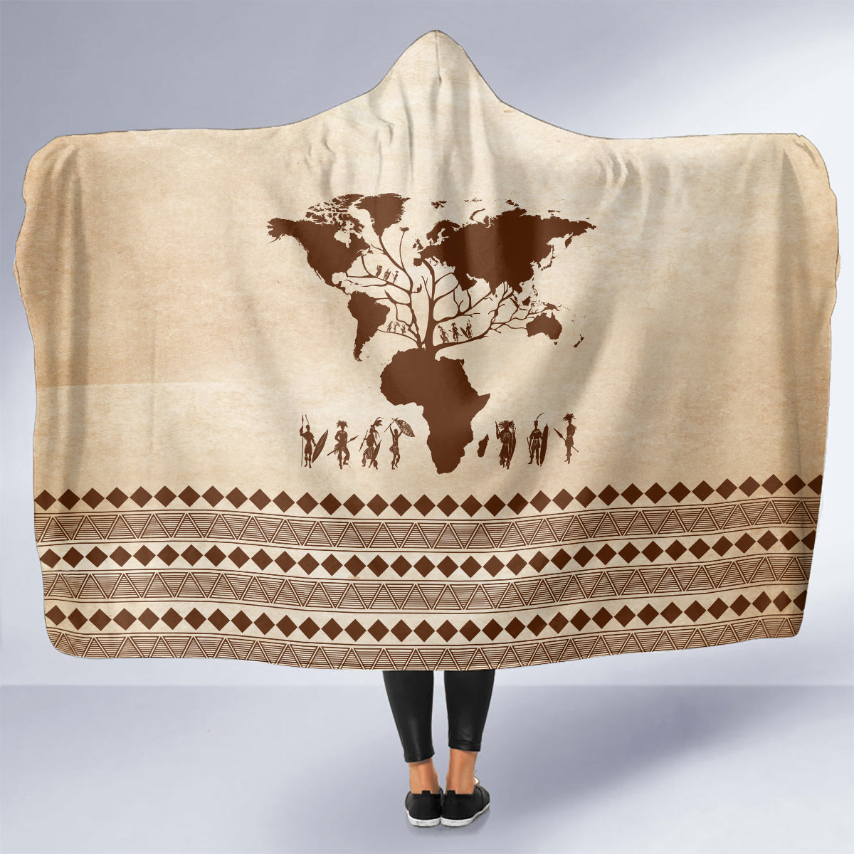 Root Africa Hooded Blanket African Map
