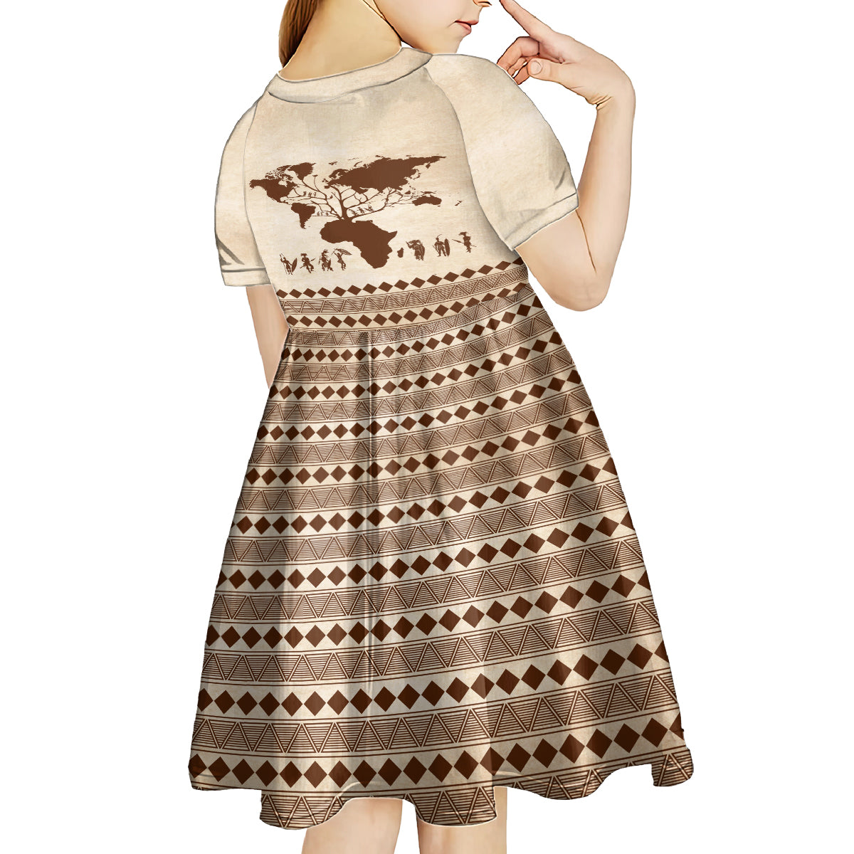 Root Africa Kid Short Sleeve Dress African Map - Wonder Print Shop
