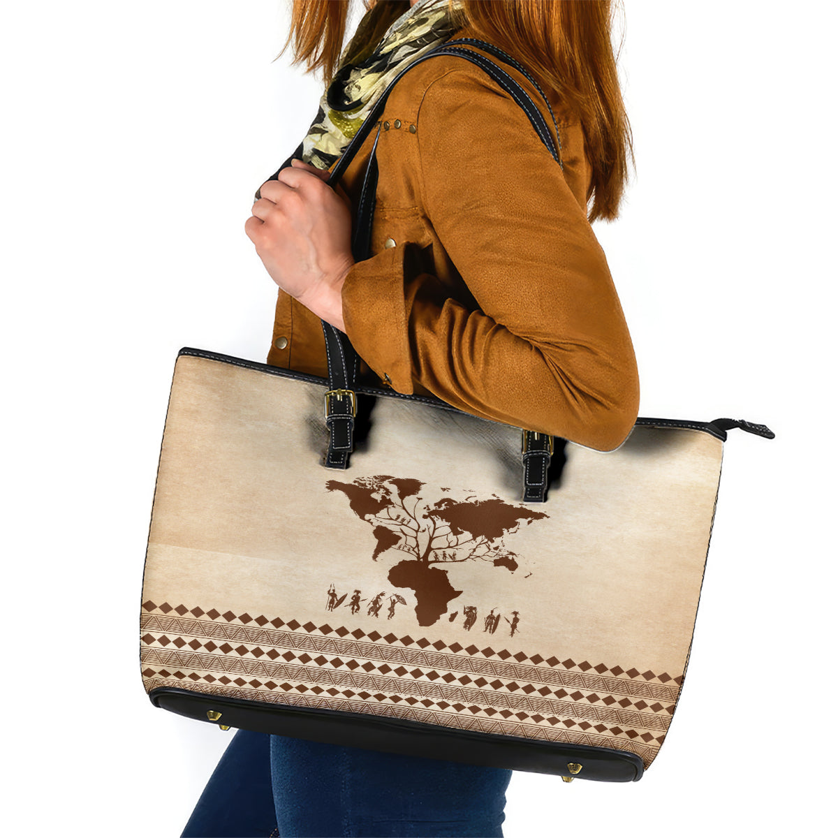 Root Africa Leather Tote Bag African Map - Wonder Print Shop