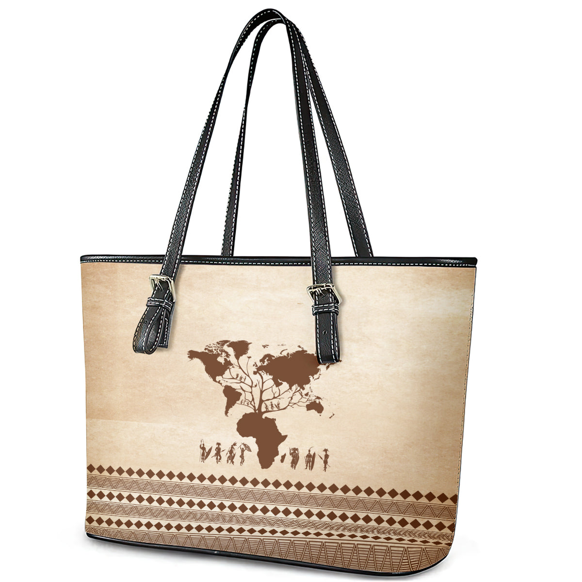 Root Africa Leather Tote Bag African Map - Wonder Print Shop