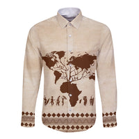 Root Africa Long Sleeve Button Shirt African Map - Wonder Print Shop