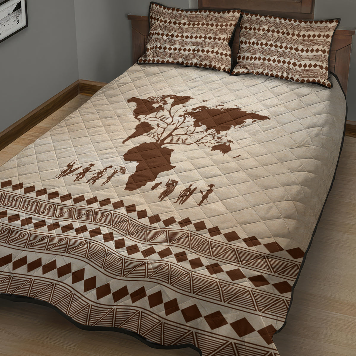 Root Africa Quilt Bed Set African Map - Wonder Print Shop