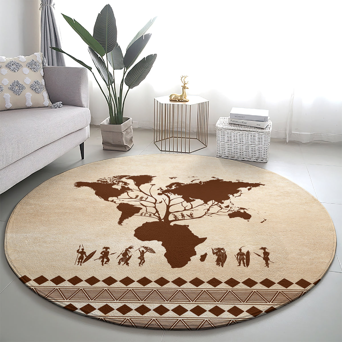 Root Africa Round Carpet African Map