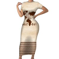 Root Africa Short Sleeve Bodycon Dress African Map - Wonder Print Shop