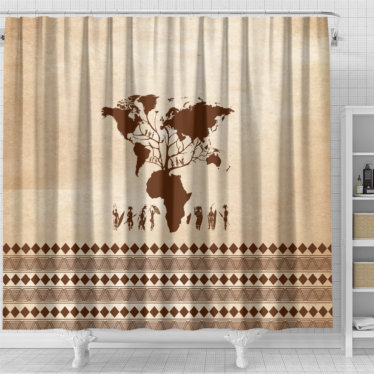 Root Africa Shower Curtain African Map