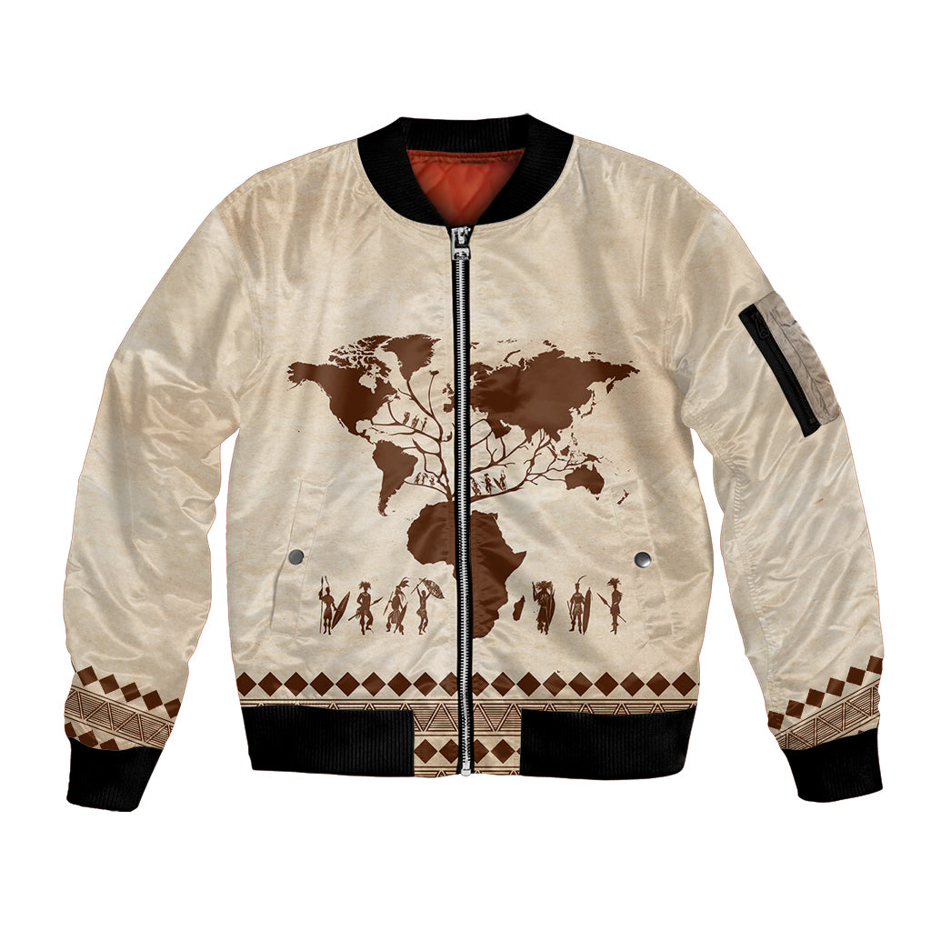 Root Africa Sleeve Zip Bomber Jacket African Map - Wonder Print Shop