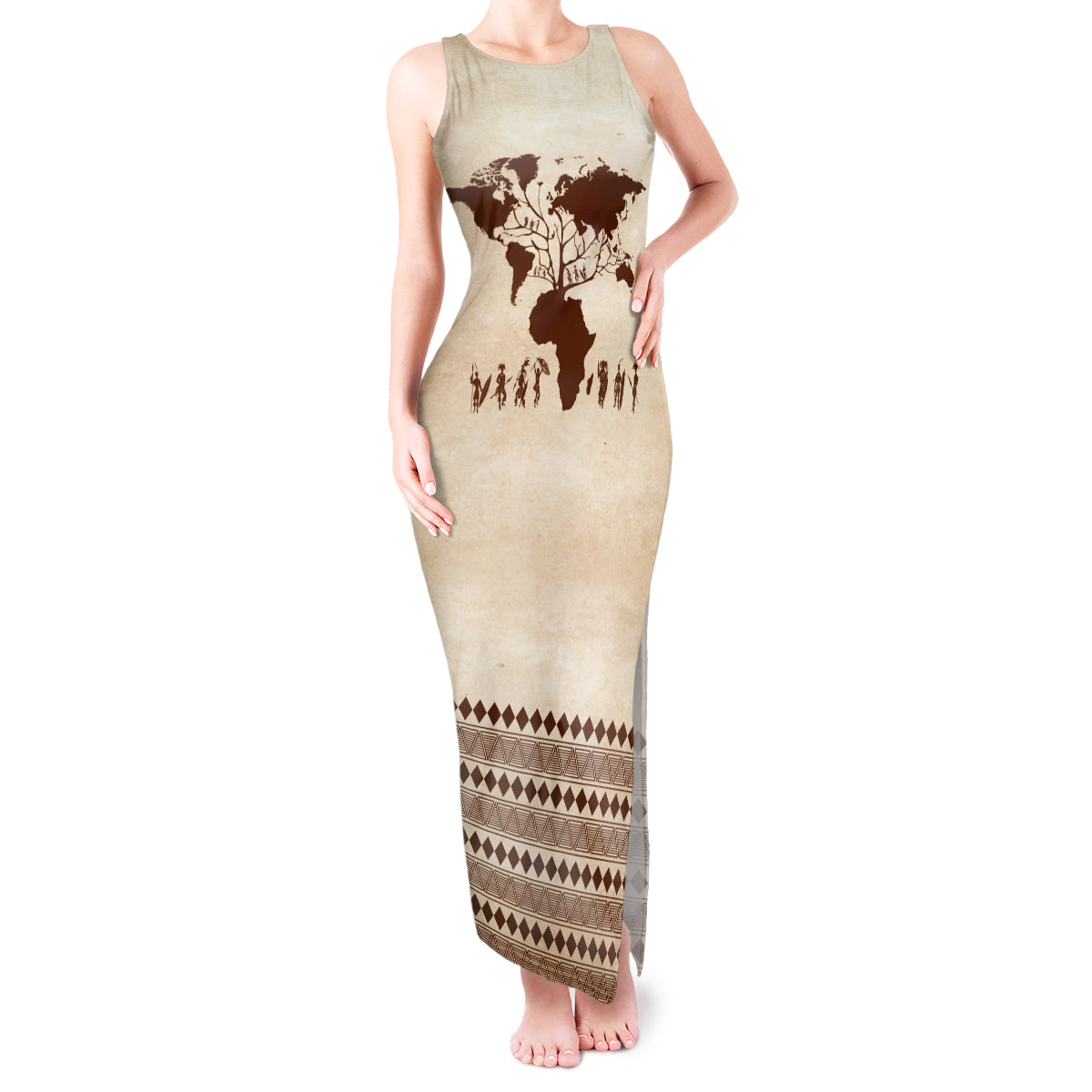Root Africa Tank Maxi Dress African Map - Wonder Print Shop