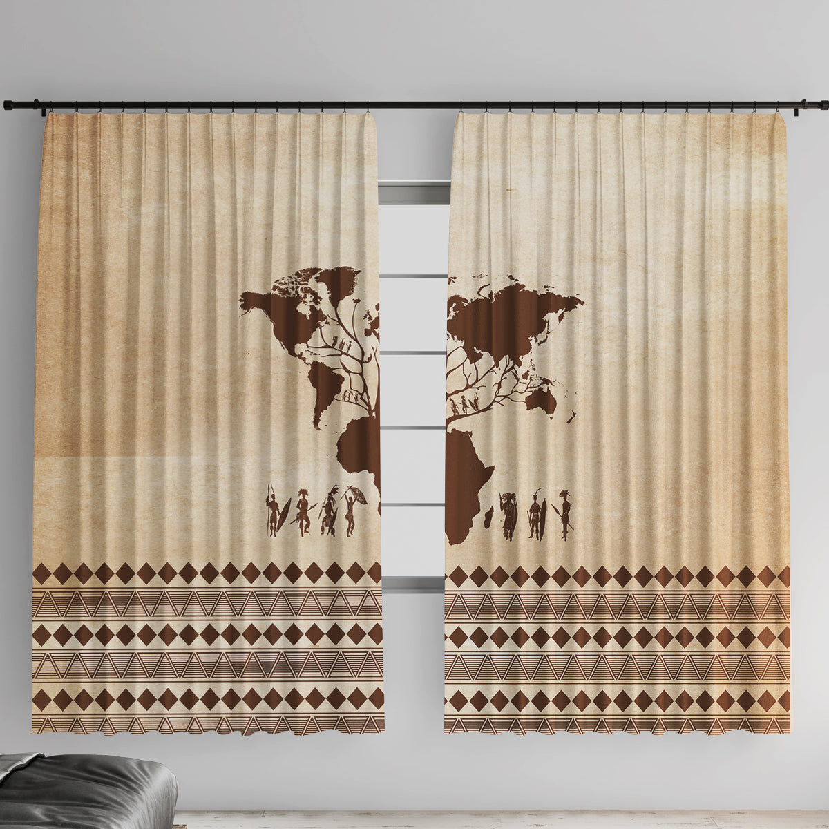 Root Africa Window Curtain African Map - Wonder Print Shop