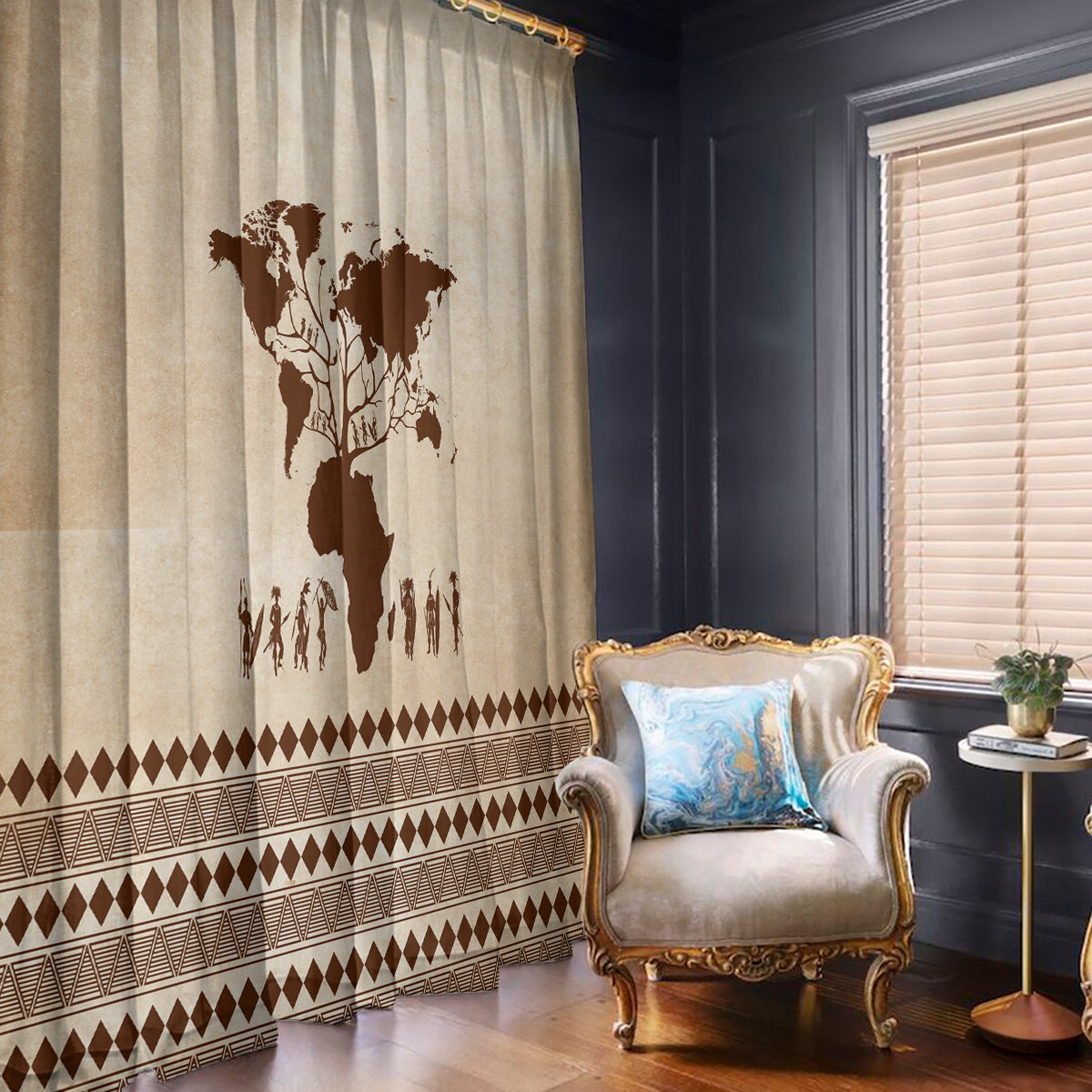 Root Africa Window Curtain African Map - Wonder Print Shop