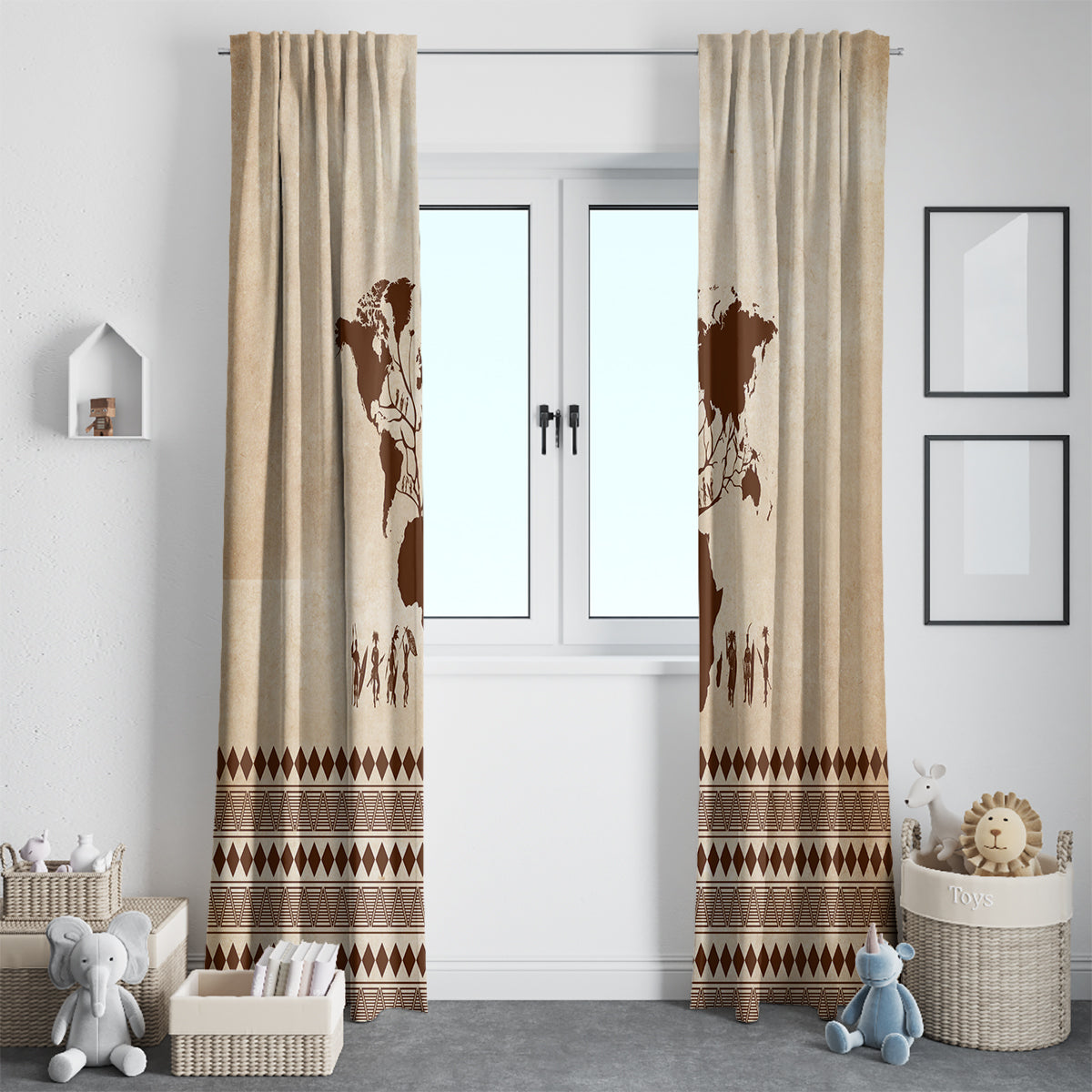 Root Africa Window Curtain African Map - Wonder Print Shop