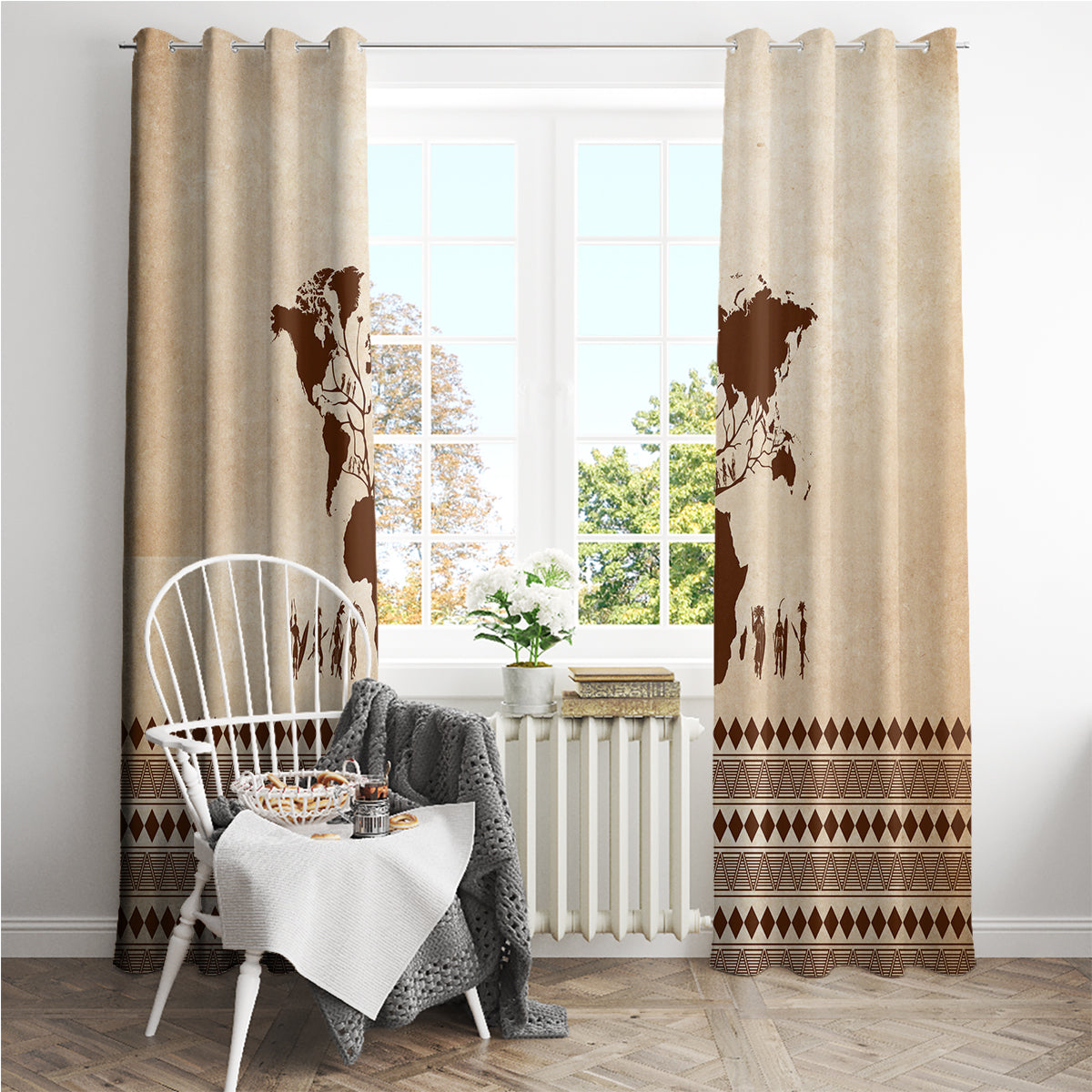Root Africa Window Curtain African Map - Wonder Print Shop