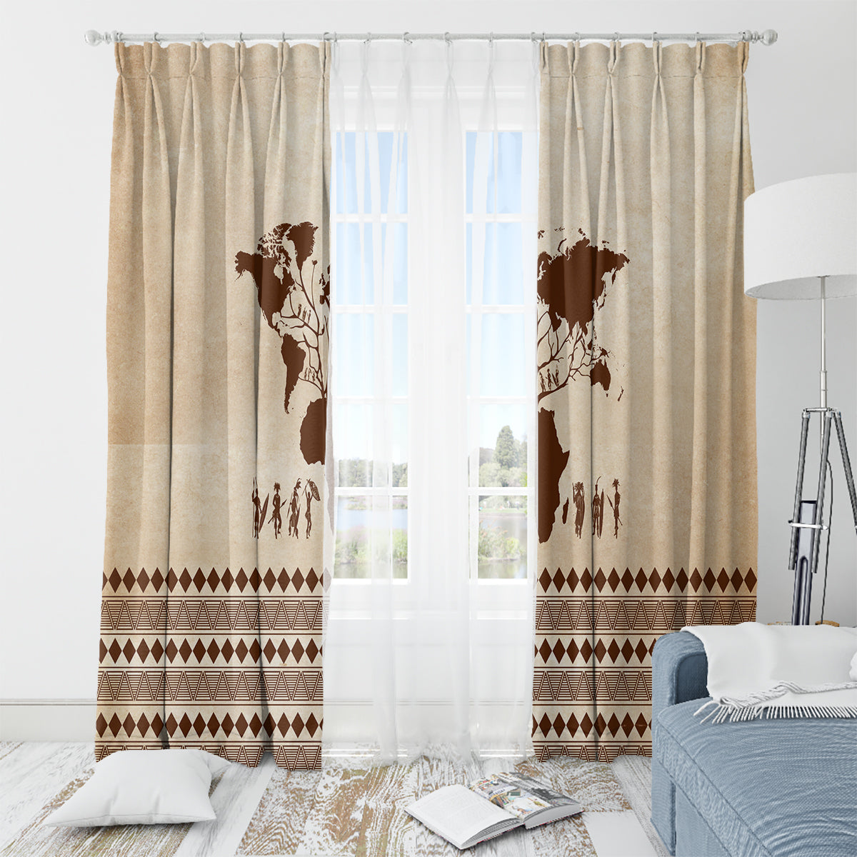 Root Africa Window Curtain African Map - Wonder Print Shop