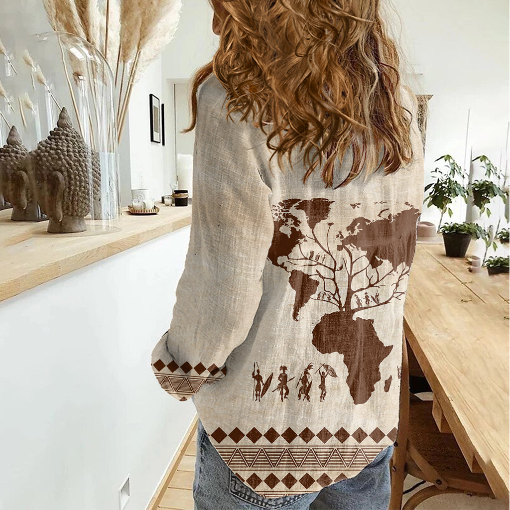 Root Africa Women Casual Shirt African Map - Wonder Print Shop