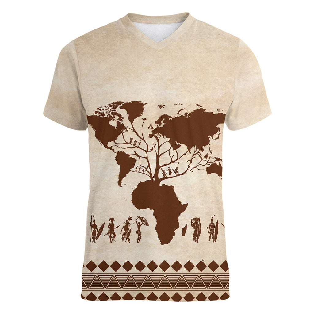 Root Africa Women V Neck T Shirt African Map - Wonder Print Shop