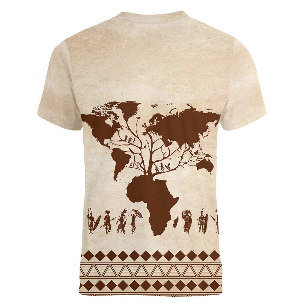 Root Africa Women V Neck T Shirt African Map - Wonder Print Shop