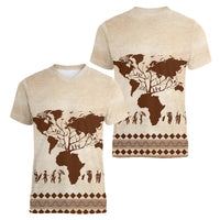 Root Africa Women V Neck T Shirt African Map - Wonder Print Shop