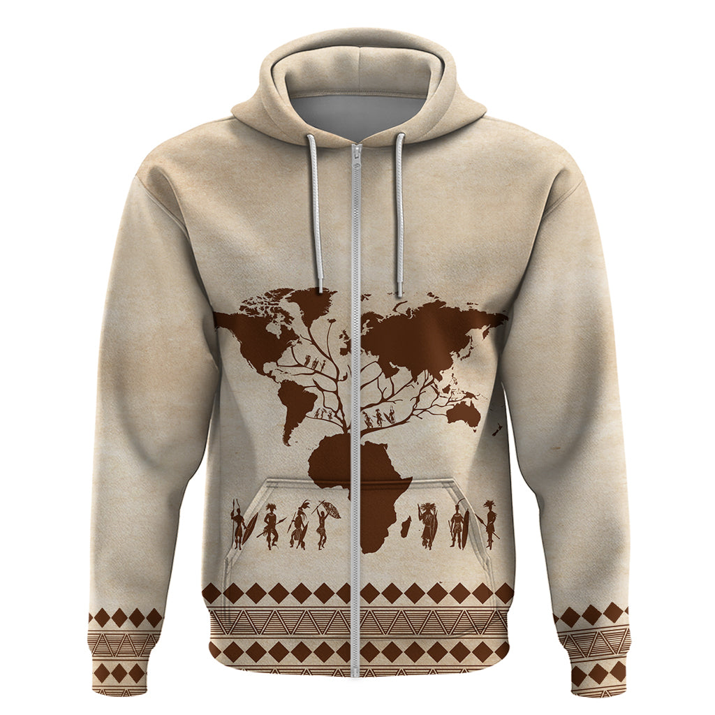 Root Africa Zip Hoodie African Map - Wonder Print Shop