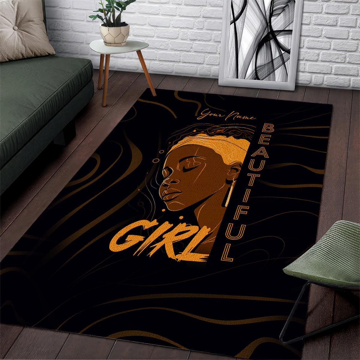 Personalized Beautiful Black Girl Area Rug Women Africa - Wonder Print Shop
