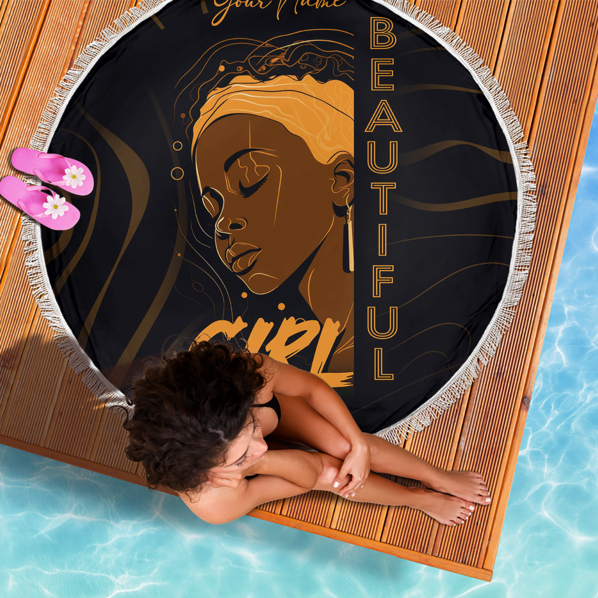 Personalized Beautiful Black Girl Beach Blanket Women Africa - Wonder Print Shop