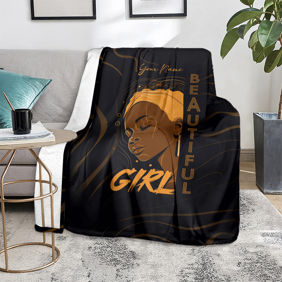 Personalized Beautiful Black Girl Blanket Women Africa