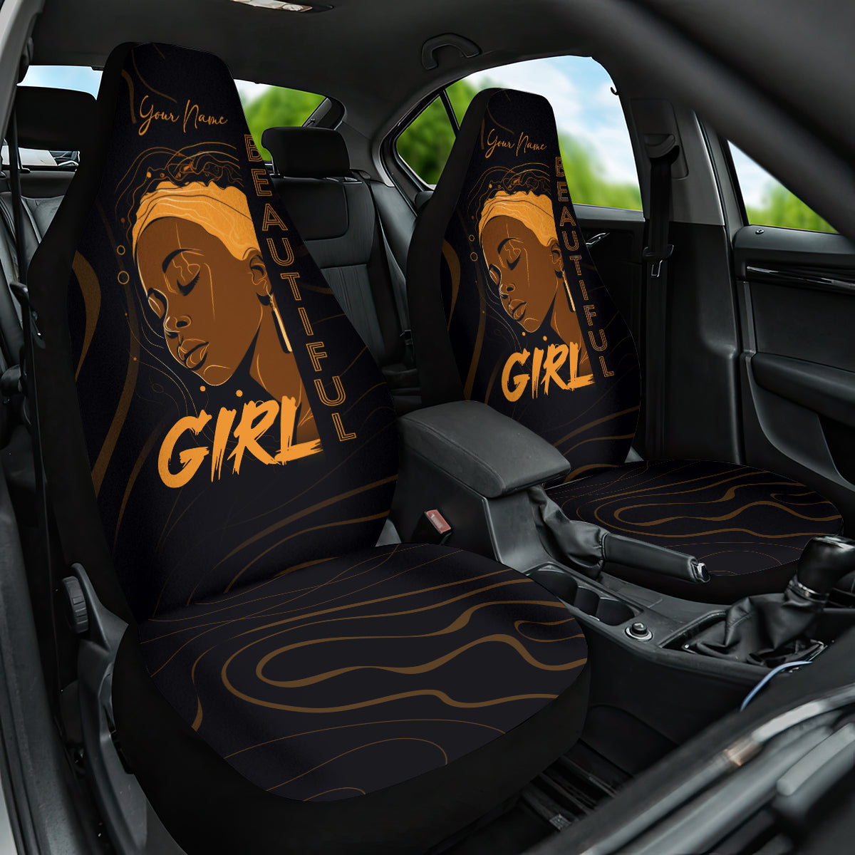 Personalized Beautiful Black Girl Car Seat Cover Women Africa
