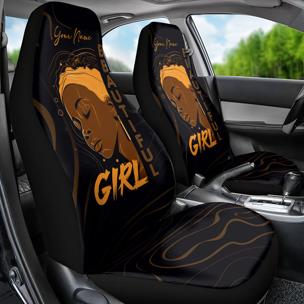 Personalized Beautiful Black Girl Car Seat Cover Women Africa - Wonder Print Shop