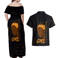 Personalized Beautiful Black Girl Couples Matching Off Shoulder Maxi Dress and Hawaiian Shirt Women Africa - Wonder Print Shop