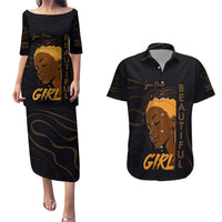 Personalized Beautiful Black Girl Couples Matching Puletasi and Hawaiian Shirt Women Africa - Wonder Print Shop