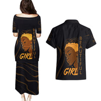 Personalized Beautiful Black Girl Couples Matching Puletasi and Hawaiian Shirt Women Africa - Wonder Print Shop