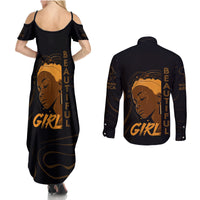 Personalized Beautiful Black Girl Couples Matching Summer Maxi Dress and Long Sleeve Button Shirt Women Africa - Wonder Print Shop