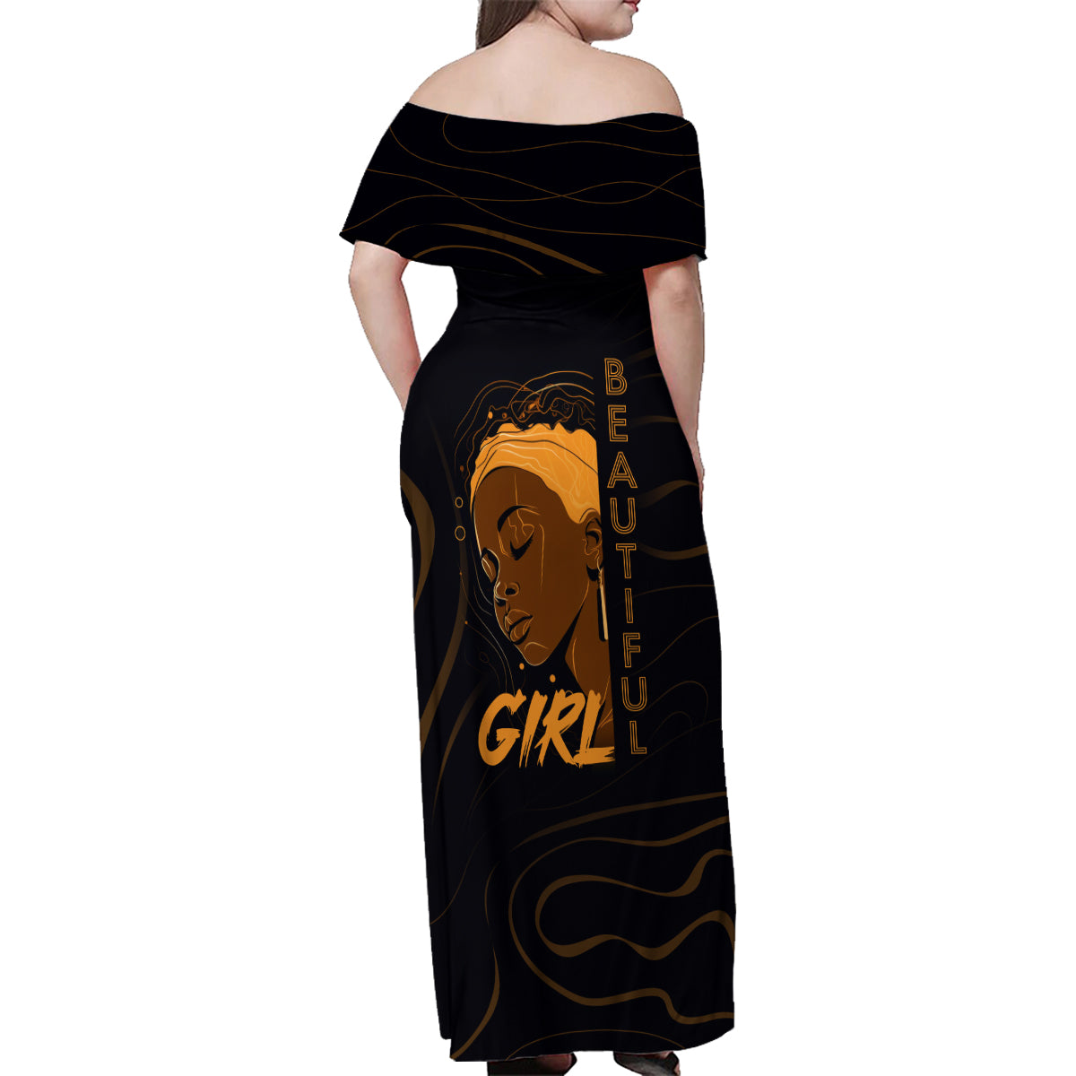 Personalized Beautiful Black Girl Family Matching Off Shoulder Maxi Dress and Hawaiian Shirt Women Africa - Wonder Print Shop