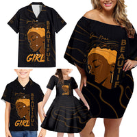 Personalized Beautiful Black Girl Family Matching Off Shoulder Short Dress and Hawaiian Shirt Women Africa - Wonder Print Shop