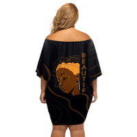 Personalized Beautiful Black Girl Family Matching Off Shoulder Short Dress and Hawaiian Shirt Women Africa - Wonder Print Shop