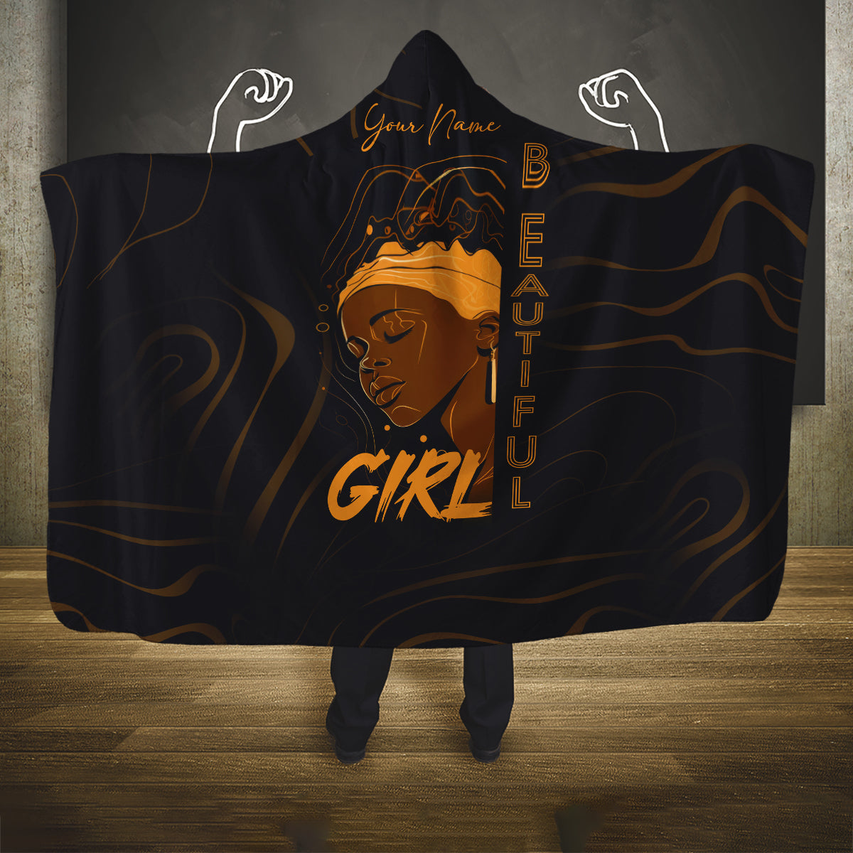 Personalized Beautiful Black Girl Hooded Blanket Women Africa
