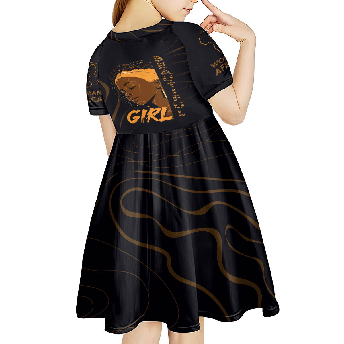 Personalized Beautiful Black Girl Kid Short Sleeve Dress Women Africa - Wonder Print Shop