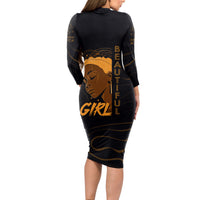 Personalized Beautiful Black Girl Long Sleeve Bodycon Dress Women Africa - Wonder Print Shop