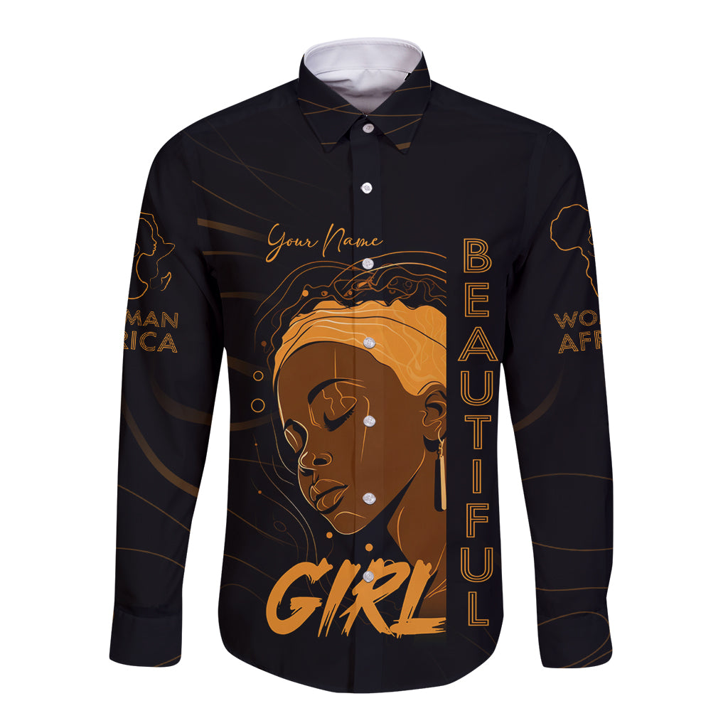 Personalized Beautiful Black Girl Long Sleeve Button Shirt Women Africa - Wonder Print Shop