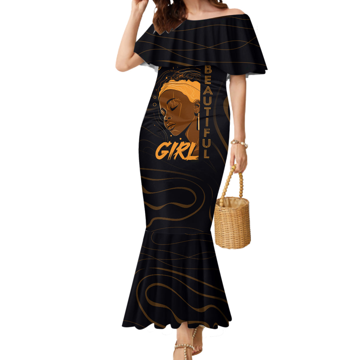Personalized Beautiful Black Girl Mermaid Dress Women Africa - Wonder Print Shop