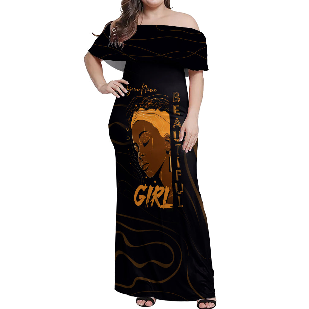 Personalized Beautiful Black Girl Off Shoulder Maxi Dress Women Africa - Wonder Print Shop