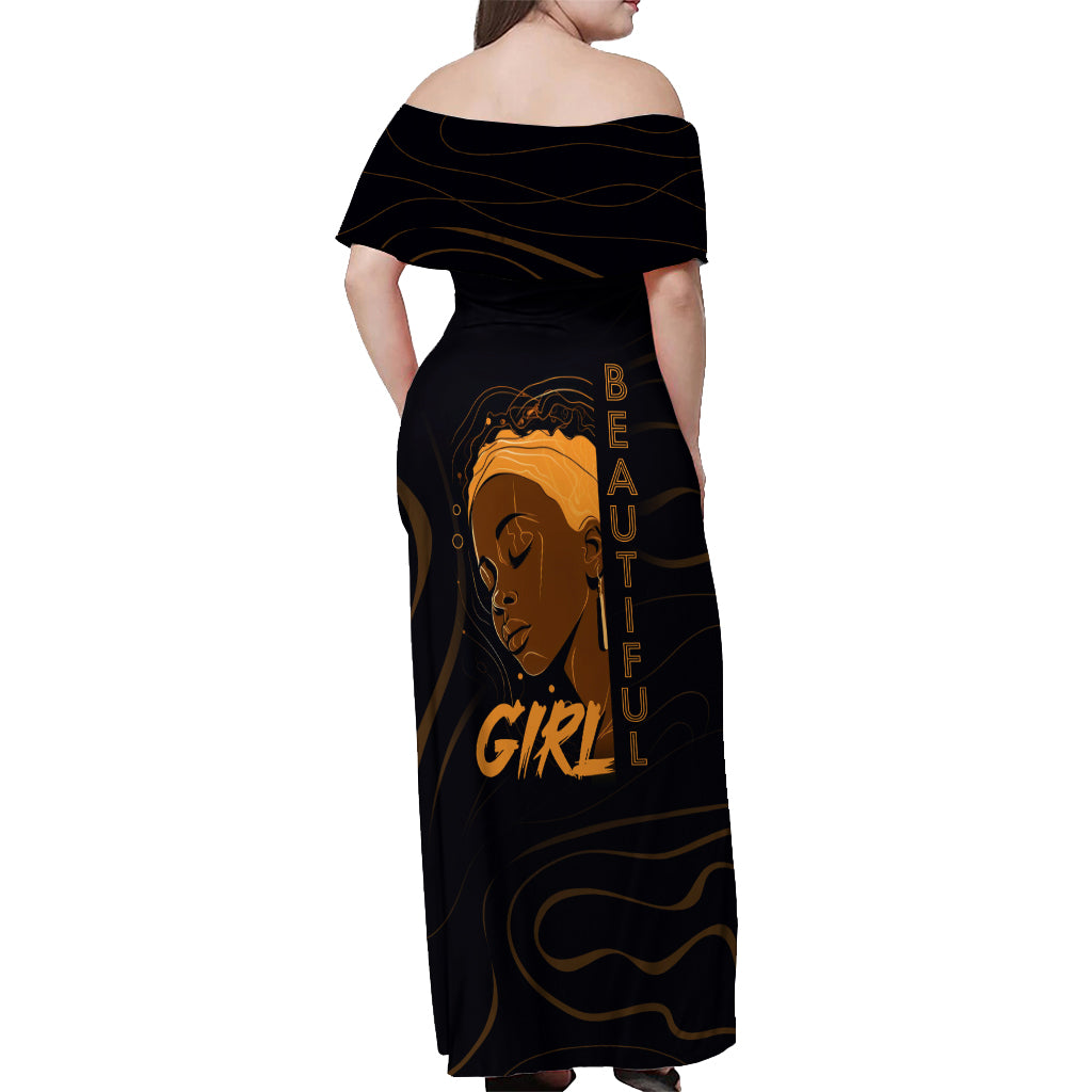 Personalized Beautiful Black Girl Off Shoulder Maxi Dress Women Africa - Wonder Print Shop