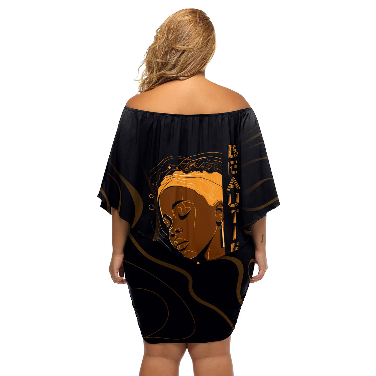 Personalized Beautiful Black Girl Off Shoulder Short Dress Women Africa - Wonder Print Shop