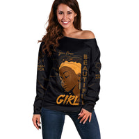 Personalized Beautiful Black Girl Off Shoulder Sweater Women Africa - Wonder Print Shop