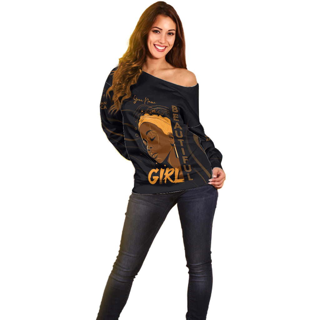 Personalized Beautiful Black Girl Off Shoulder Sweater Women Africa - Wonder Print Shop