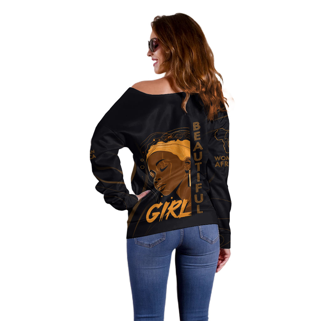 Personalized Beautiful Black Girl Off Shoulder Sweater Women Africa - Wonder Print Shop
