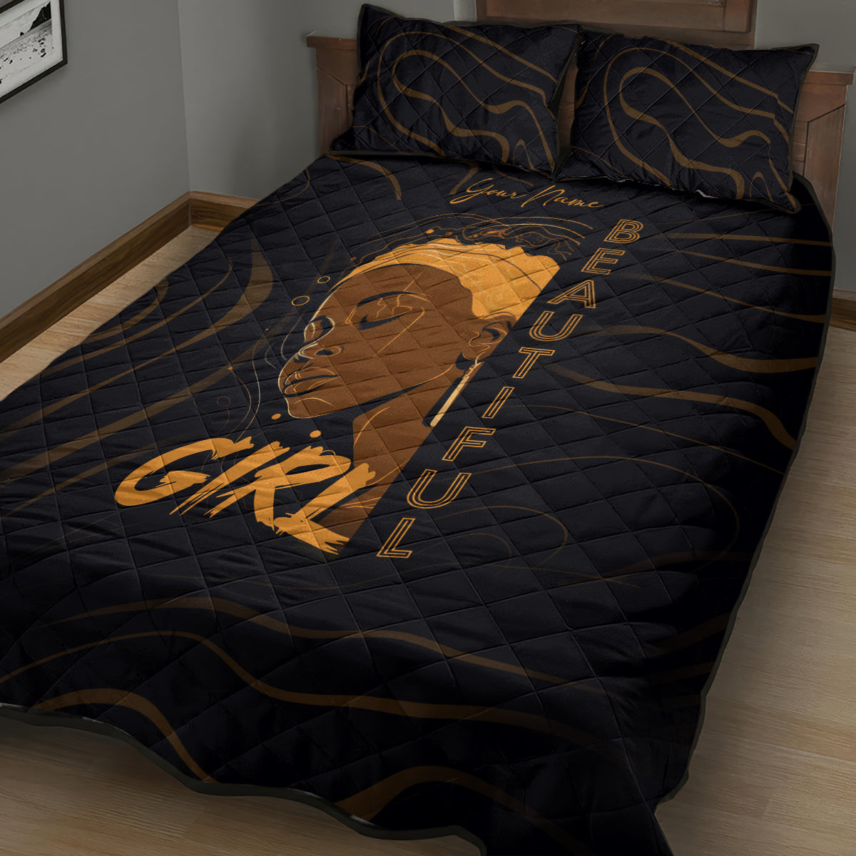 Personalized Beautiful Black Girl Quilt Bed Set Women Africa - Wonder Print Shop