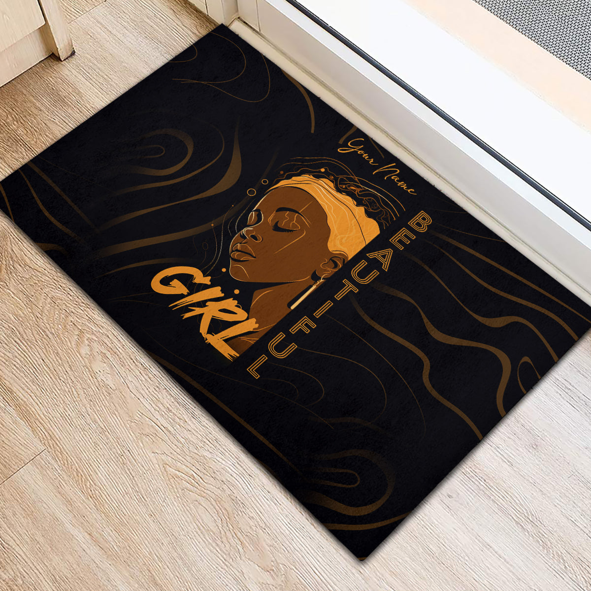 Personalized Beautiful Black Girl Rubber Doormat Women Africa - Wonder Print Shop