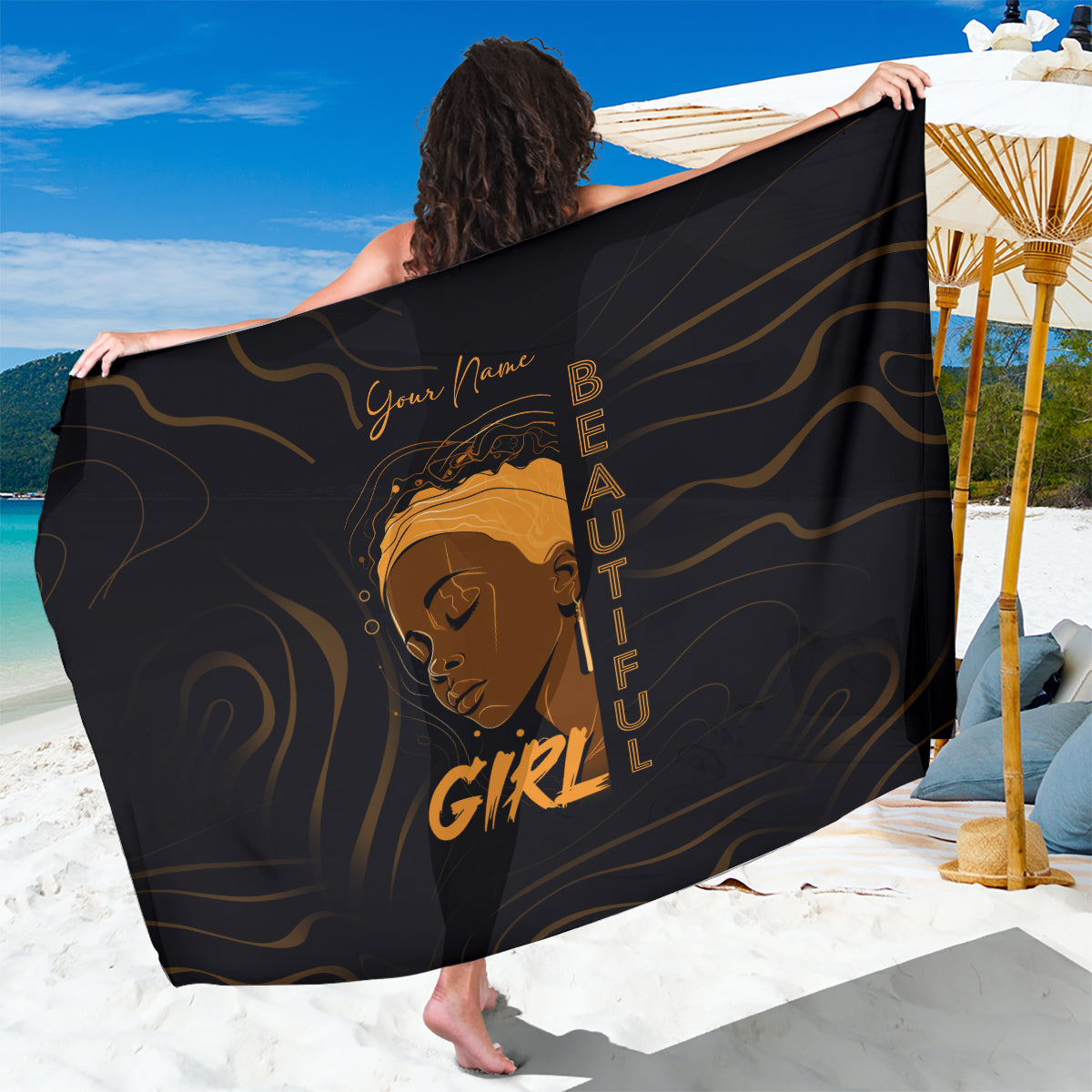 Personalized Beautiful Black Girl Sarong Women Africa - Wonder Print Shop