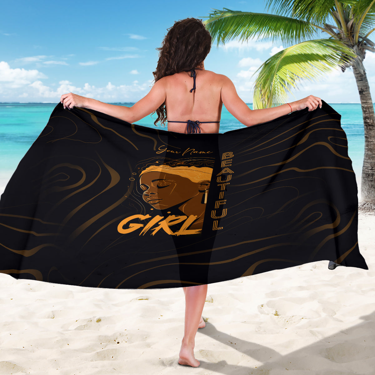 Personalized Beautiful Black Girl Sarong Women Africa - Wonder Print Shop