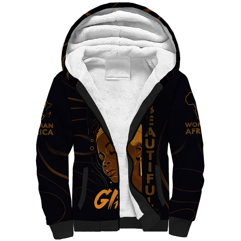 Personalized Beautiful Black Girl Sherpa Hoodie Women Africa - Wonder Print Shop