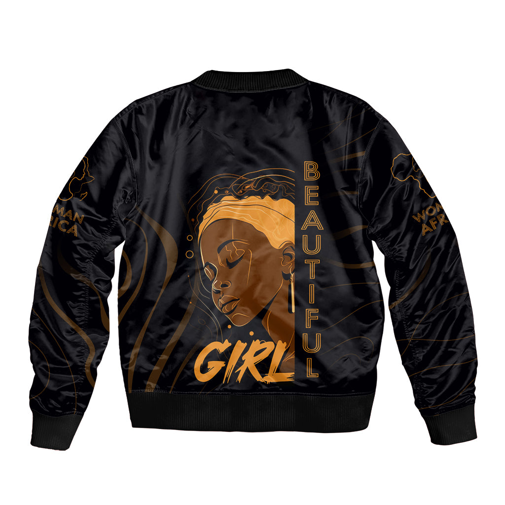 Personalized Beautiful Black Girl Sleeve Zip Bomber Jacket Women Africa - Wonder Print Shop